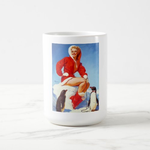 Vintage Retro Christmas Pin UP Girl Coffee Mug
