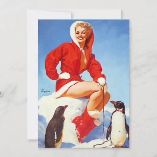 Vintage Retro Christmas Pin UP Girl Holiday Card