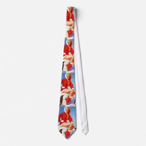 Vintage Retro Christmas Pin UP Girl Neck Tie