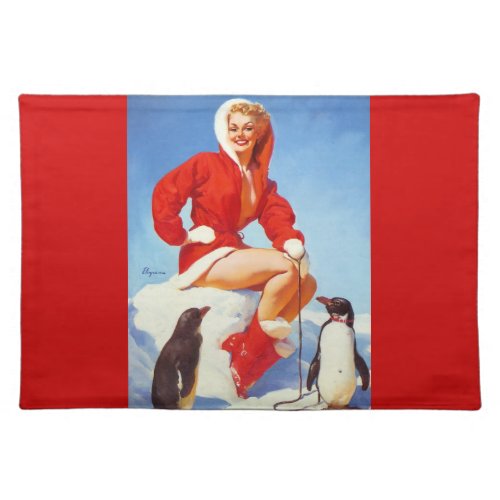 Vintage Retro Christmas Pin UP Girl Placemat