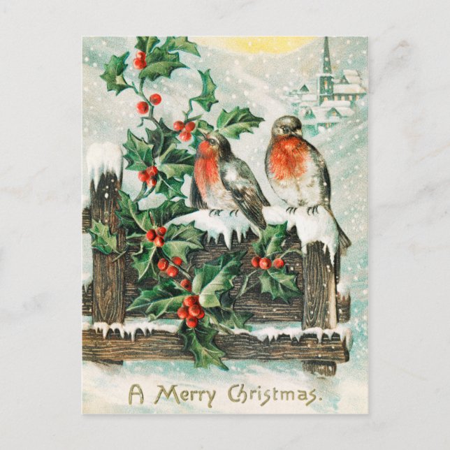 Vintage Retro Christmas Postcard (Front)