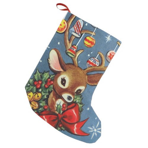 Vintage retro Christmas reindeer decor stocking