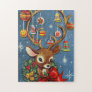 Vintage retro Christmas reindeer Holiday puzzle