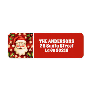 Vintage Retro Christmas Santa Claus and Bows Label