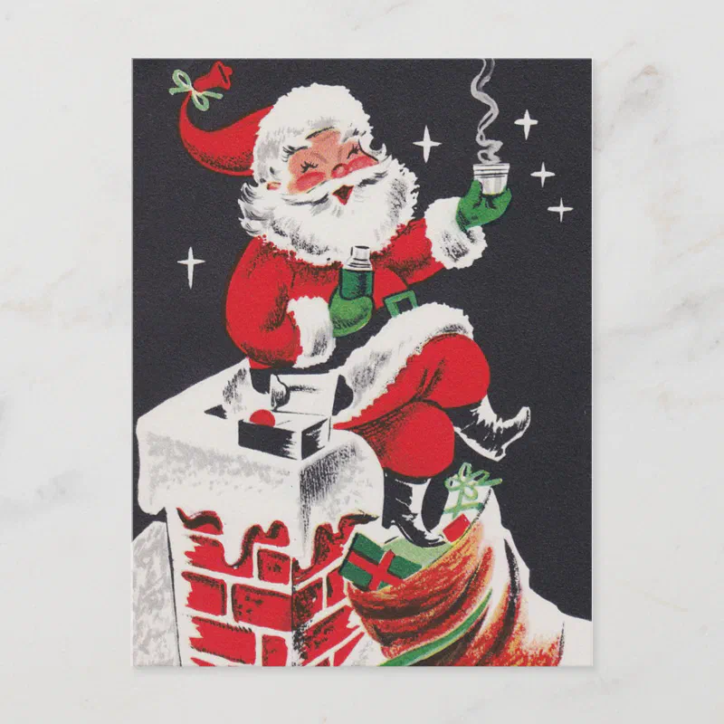 Vintage retro Christmas Santa Holiday postcard (Front)