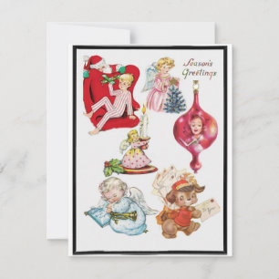 Vintage Retro Christmas Seasons Greetings Holiday Card