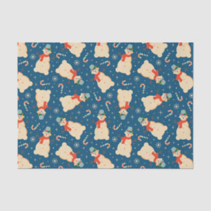 Vintage Retro Christmas Snowman and Candy Cane Tissue Paper