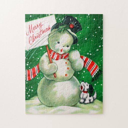 Vintage Snowman card puzzle