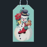 VINTAGE RETRO CHRISTMAS SNOWMAN  GIFT TAGS<br><div class="desc">BABY BLUE VINTAGE CHRISTMAS SNOWMAN.</div>