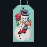VINTAGE RETRO CHRISTMAS SNOWMAN  GIFT TAGS<br><div class="desc">BABY BLUE VINTAGE CHRISTMAS SNOWMAN.</div>