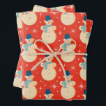 Vintage Retro Christmas Snowman Red  Wrapping Paper Sheets<br><div class="desc">Christmas snowman</div>