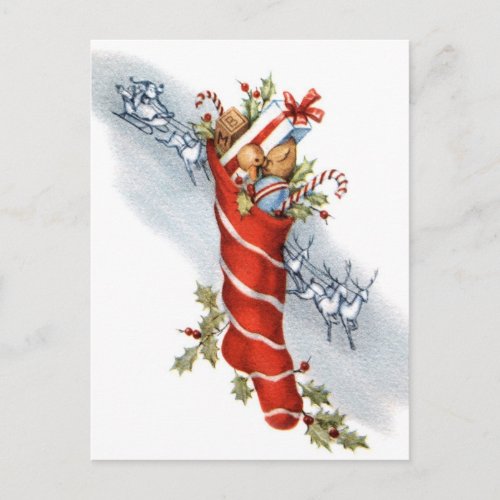 Vintage Retro Christmas Stockings Postcard Vintage Retro Christmas Stockings Postcard