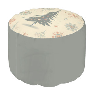 Vintage/Retro Christmas tree Round Pouf