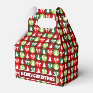 vintage Retro Christmas Trees and Bows Pattern  Favor Boxes
