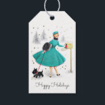 Vintage Retro Christmas Woman with Scotty Dog Gift Tags<br><div class="desc">Vintage Retro Christmas Woman with a Scotty Dog Happy Holiday Gift Tag. This would be cute for attaching to your holiday wrapped gifts to give out to your friends and family for the holiday season. Also perfect for crafts,  collectables,  gift packaging and more.</div>