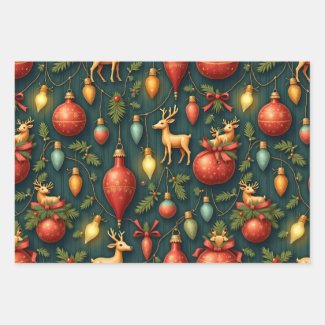 Vintage & Retro Christmas Wrapping Paper Sheets