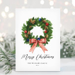Vintage Retro Christmas Wreath Non-Photo Holiday Card<br><div class="desc">Wish your friends and family a happy holiday season with this vintage,  retro Christmas wreath design. Personalize with your holiday greeting and family name.</div>