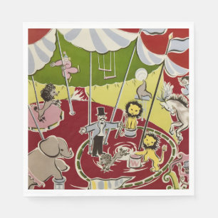 Vintage Retro Circus Animals Ring Theme Napkins