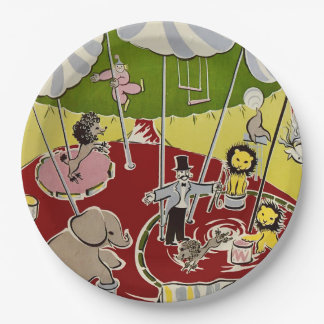 Vintage Retro Circus Animals Ring Theme Paper Plates