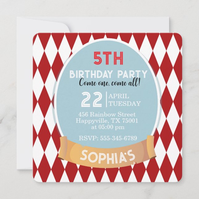 Vintage Retro Circus Birthday Invitation (Front)