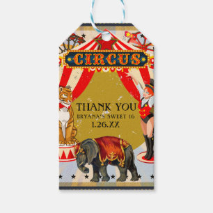 Vintage Retro Circus Birthday Party Favor Gift Tags