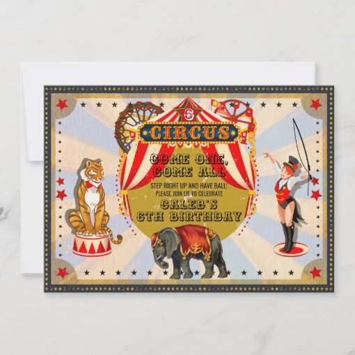 Vintage Retro Circus Birthday Party Invitation | Zazzle