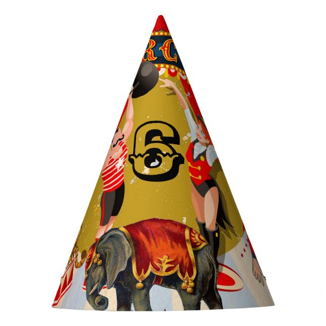 Vintage Retro Circus Birthday Party Party Hat (Front)