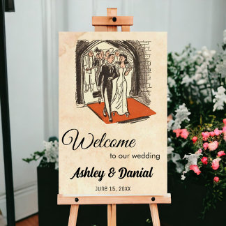 Vintage Retro Classic Bride Groom Rustic Wedding Foam Board