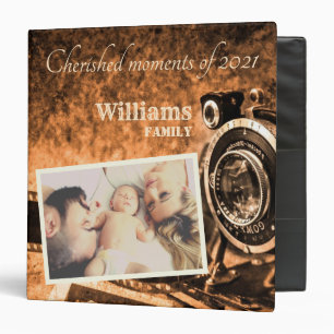 Vintage retro classic camera rustic custom family 3 ring binder