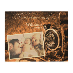 Vintage retro classic camera rustic custom family wood wall art