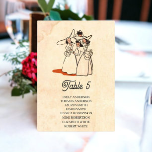 Vintage Retro Classic Cartoon Bride Rustic Wedding Table Number