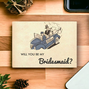 Vintage Retro Classic Couple Old Bridesmaid Card