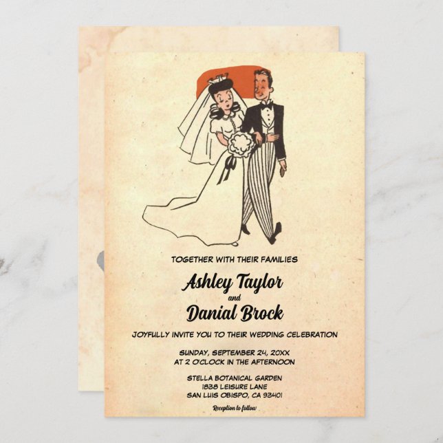 Vintage Retro Classic Old Romantic Rustic Wedding Invitation (Front/Back)