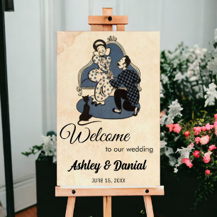 Vintage Retro Classic Proposal 50s Rustic Wedding Foam Board