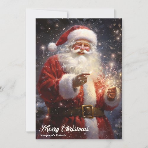 Vintage retro classic Santa Claus smiling Holiday Card