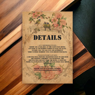 Vintage Retro Classic Watercolor Floral Wedding Enclosure Card