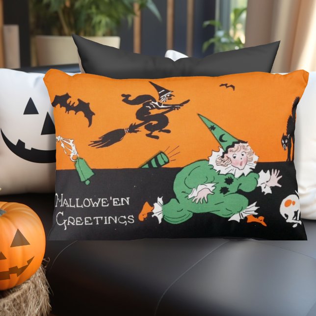 Vintage Retro Clown Girl Halloween Accent Pillow (Vintage Retro Clown Girl Halloween Accent Pillow)