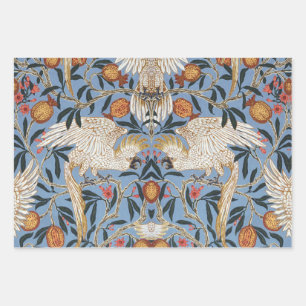 Vintage Retro Cockatoo and Pomegranate Pattern Wrapping Paper Sheets