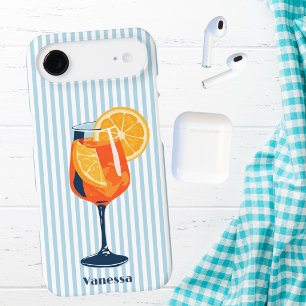 Vintage Retro Cocktail Blue Stripes Custom iPhone 17 Air Case