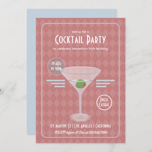Vintage Retro Cocktail Party Invitation