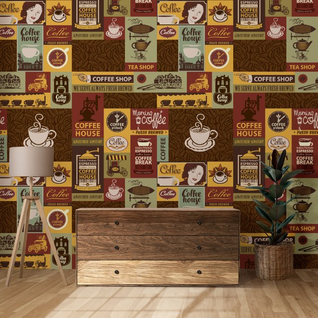 Vintage Retro Coffee Theme Background Wallpaper (Creator Uploaded)