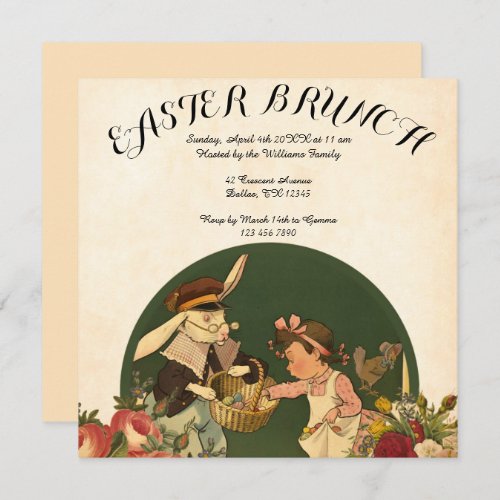 Vintage Retro Collage Easter Brunch Invitation