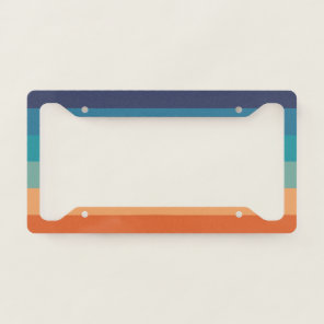Vintage Retro Color Stripes Geometric Classic 70s License Plate Frame
