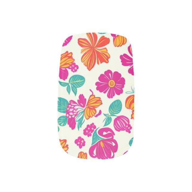 vintage retro colorful botanical stylish floral minx nail art (Left Thumb)