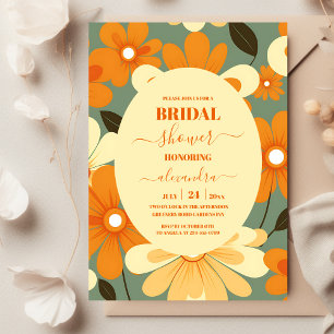 Vintage Retro Colorful Floral Bridal Shower Invitation