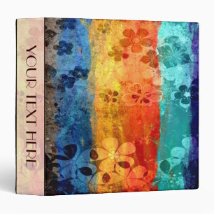 Vintage retro colorful floral pattern 2 3 ring binder