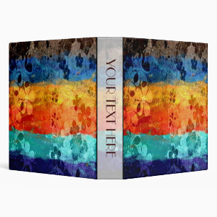 Vintage retro colorful floral pattern 3 ring binder
