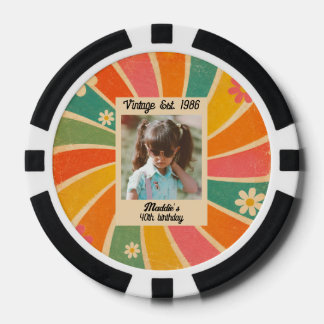 Vintage Retro Colorful Photo Birthday Personalized Poker Chips