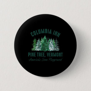 Vintage Retro Columbia Inn Pine Tree Vermont Merry Button