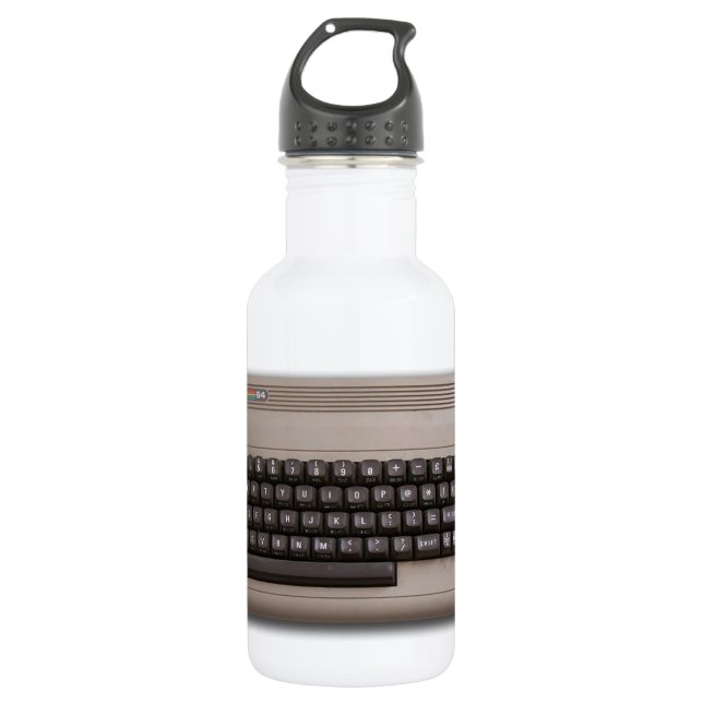 Vintage Retro Computer Keyboard ? Stainless Steel Water Bottle (Front)